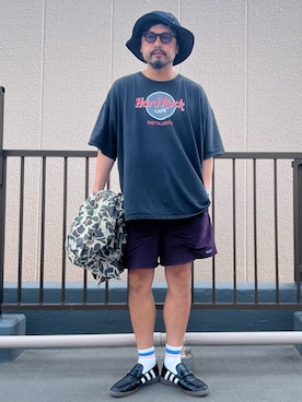 「adidas（アディダス）のHANDBALL SPEZIAL LOAFER / ハンドボール スペツィアル ローファー スニーカー / アディダスオリジナルス adidas Originals（スニーカー、ブラック系）」を使った、oillnomuraさん（メンズ・175cm）の夏コーディネート