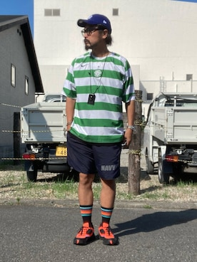 「アイテム（キャップ）」を使った、oillnomuraさん（メンズ・175cm）の夏コーディネート