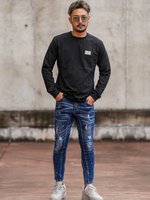 メニー/Cペイントデニムロングパンツ（デニムパンツ）｜adamsJUGGLER