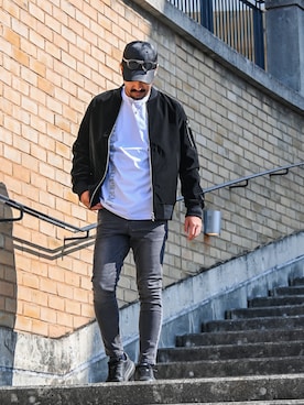 「春服みてみて」｜「アイテム（MA-1）」を使った、adamsJUGGLERさん（メンズ・173cm）の春コーディネート