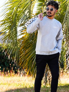 「adamsJUGGLER（アダムスジャグラー）のプログレスバイカースウェットパンツ（スウェットパンツ）」を使った、adamsJUGGLERさん（メンズ・173cm）の冬コーディネート