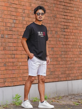 「adamsJUGGLER（アダムスジャグラー）のRTEGカーシブ/OPショートパンツ（その他パンツ、グレー系）」を使った、adamsJUGGLERさん（メンズ・173cm）の夏コーディネート