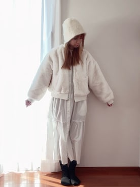 「ティアードスカート」｜「アイテム（帽子）」を使った、きみみchan♡さん（レディース・152cm）の春コーディネート