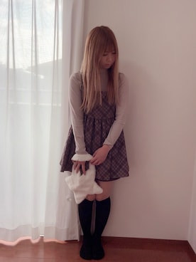 「しまむら（シマムラ）のアイテム（ワンピース、ブラウン系）」を使った、きみみchan♡さん（レディース・152cm）の夏コーディネート