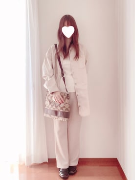「ベージュパンツ」｜「アイテム（その他アウター）」を使った、きみみchan♡さん（レディース・152cm）の春コーディネート