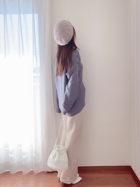 「GUコーデ」｜「アイテム（ハンチング/ベレー帽）」を使った、きみみchan♡さん（レディース・152cm）の春コーディネート