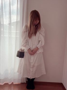 「しまむら（シマムラ）のワンピース（ワンピース、ホワイト系）」を使った、きみみchan♡さん（レディース・152cm）の夏コーディネート