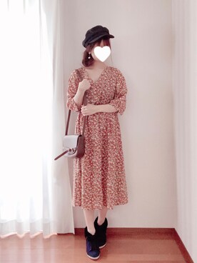 「LOWRYS FARM（ローリーズファーム）のアイテム（キャスケット）」を使った、きみみchan♡さん（レディース・152cm）の春コーディネート