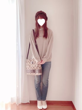 「ジーユーコーデ」｜「アイテム（ハンチング/ベレー帽）」を使った、きみみchan♡さん（レディース・152cm）の春コーディネート