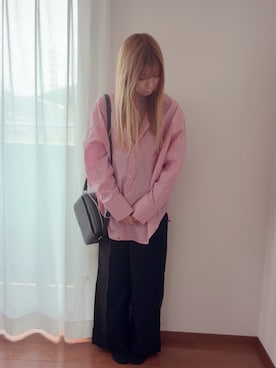 「しまむら（シマムラ）のアイテム（シャツ/ブラウス、ピンク系）」を使った、きみみchan♡さん（レディース・152cm）の夏コーディネート