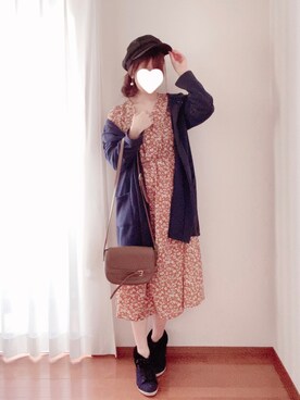 「LOWRYS FARM（ローリーズファーム）のアイテム（キャスケット）」を使った、きみみchan♡さん（レディース・152cm）の春コーディネート