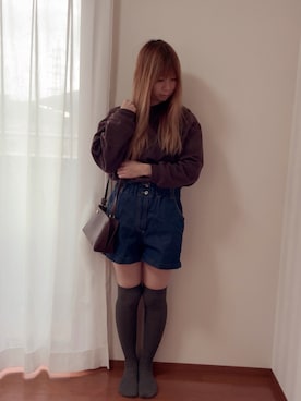 「しまむら（シマムラ）のショートパンツ（その他パンツ、ブルー系）」を使った、きみみchan♡さん（レディース・152cm）の夏コーディネート