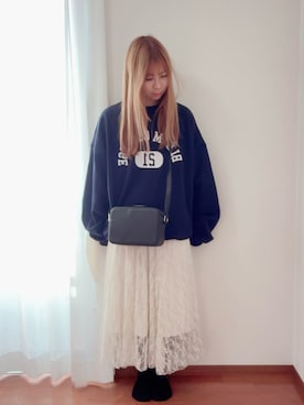 「GRL（グレイル）のアイテム（スウェット）」を使った、きみみchan♡さん（レディース・152cm）の春コーディネート
