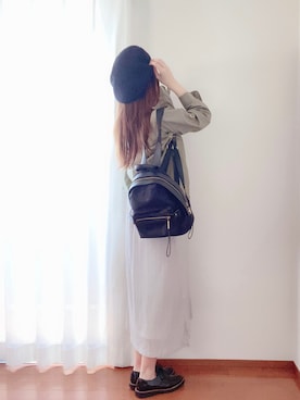 「シアーワンピース」｜「アイテム（ハンチング/ベレー帽）」を使った、きみみchan♡さん（レディース・152cm）の夏コーディネート