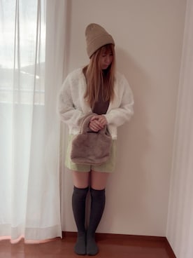 「3coins（3coins）のニット帽&手袋（ニットキャップ/ビーニー、その他）」を使った、きみみchan♡さん（レディース・152cm）の夏コーディネート