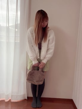「しまむら（シマムラ）のファーバッグ（ショルダーバッグ、ブラウン系）」を使った、きみみchan♡さん（レディース・152cm）の夏コーディネート