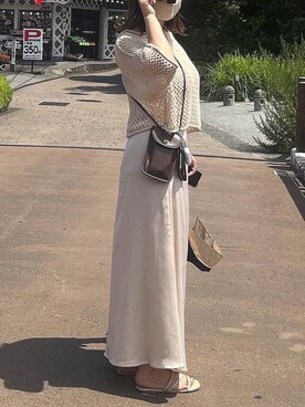 Rinkoさんの「透かし編み クロップド丈 メッシュニット」を使ったコーディネート