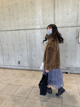 「EMODA（エモダ）のアイテム（トートバッグ）」を使った、みー☺︎さん（レディース・163cm）の冬コーディネート