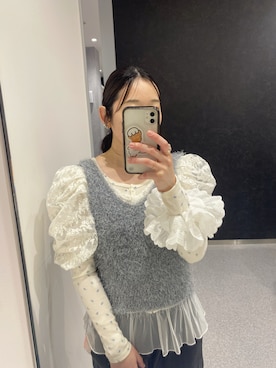 「古着のアイテム（シャツ/ブラウス、ホワイト系）」を使った、みー☺︎さん（レディース・163cm）の春コーディネート