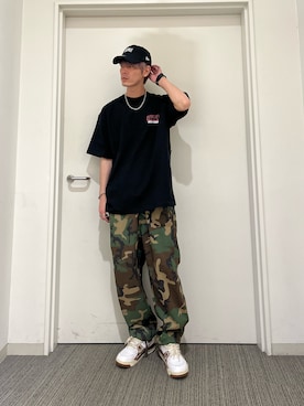 「アイテム（キャップ）」を使った、幽助さん（メンズ・180cm・20代）の夏コーディネート