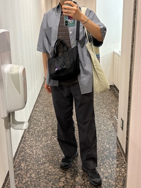 「アイテム（トートバッグ）」を使った、モジャ男さん（メンズ・172cm）の秋コーディネート