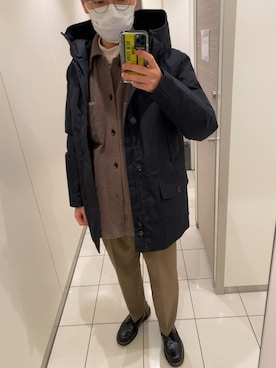 「WOOLRICH（ウールリッチ）のアイテム（ダウンジャケット/コート）」を使った、モジャ男さん（メンズ・172cm）の冬コーディネート