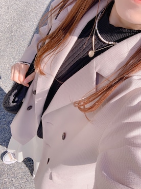 「アイテム（テーラードジャケット、ホワイト系）」を使った、抹茶さん（レディース・152cm）の春コーディネート