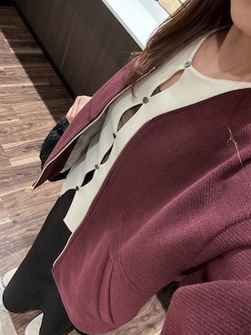 「アイテム（ブルゾン、レッド系）」を使った、抹茶さん（レディース・152cm）の秋コーディネート