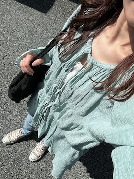 「EDWIN」｜「アイテム（スニーカー）」を使った、抹茶さん（レディース・152cm）の春コーディネート
