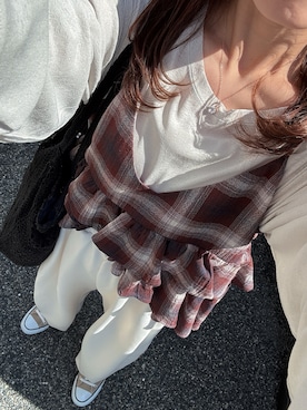 「アイテム（キャミソール、レッド系）」を使った、抹茶さん（レディース・152cm）の秋コーディネート