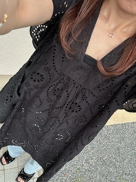「スカラップ」｜「アイテム（ワンピース/ドレス）」を使った、抹茶さん（レディース・152cm）の夏コーディネート