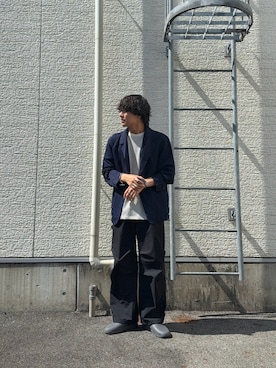 「アイテム（テーラードジャケット）」を使った、鷹見侑輝さん（メンズ・175cm）の夏コーディネート