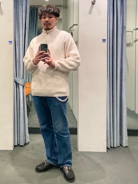 「Chrome Hearts」｜「アイテム（ローファー）」を使った、shibuya shunsukeさん（メンズ・172cm）の冬コーディネート