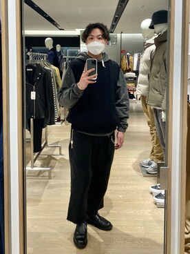 「MONKEY TIME（モンキータイム）のアイテム（パーカー）」を使った、shibuya shunsukeさん（メンズ・172cm）の冬コーディネート