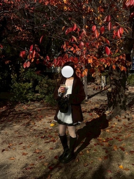 「アイテム（チュニック）」を使った、なつさん（レディース・155cm）の冬コーディネート