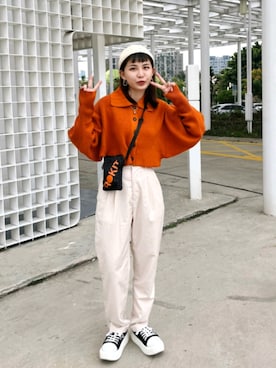 「plain-me（プレインミー）のアイテム（パンツ）」を使った、Doreenさん（レディース・164cm）の秋コーディネート