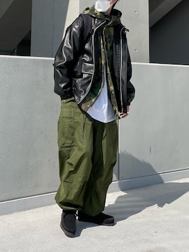 「JOURNAL STANDARD（ジャーナルスタンダード）のアイテム（ライダースジャケット）」を使った、kさん（メンズ・179cm）の春コーディネート
