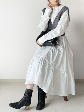 「rectangle（レクタングル）のアイテム（シャツワンピース）」を使った、akoさん（レディース・155cm）の秋コーディネート