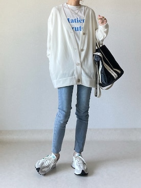 「DHOLIC（ディーホリック）のアイテム（カーディガン/ボレロ）」を使った、akoさん（レディース・155cm）の春コーディネート