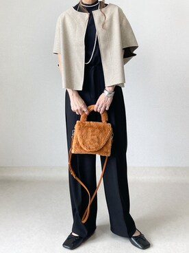 「ノーカラージャケット」｜「アイテム（バレエシューズ）」を使った、akoさん（レディース・155cm）の秋コーディネート