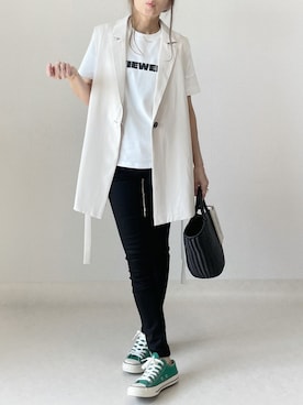 「frames RAY CASSIN（フレームスレイカズン）のアイテム（ベスト）」を使った、akoさん（レディース・155cm）の春コーディネート