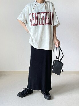 「GRL（グレイル）のリブニットロングスカート（スカート）」を使った、akoさん（レディース・155cm）の秋コーディネート