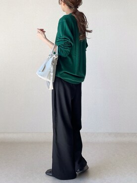 「DHOLIC（ディーホリック）のアイテム（スウェットパンツ）」を使った、akoさん（レディース・155cm）の秋コーディネート