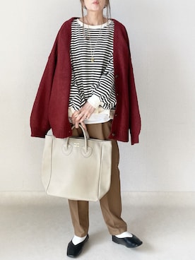 「ビッグトート」｜「アイテム（パンツ）」を使った、akoさん（レディース・155cm）の冬コーディネート