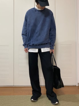 「ADAM ET ROPE'（アダムエロペ）のアイテム（スウェット）」を使った、nineさん（メンズ・170cm）の冬コーディネート