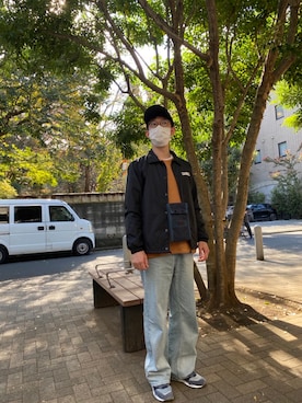 「Carhartt（カーハート）のアイテム（ナイロンジャケット）」を使った、たーぼーさん（メンズ・172cm）の冬コーディネート