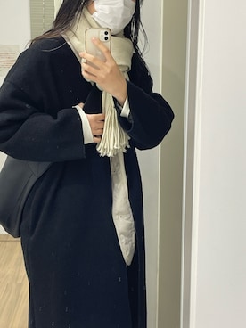 「coca（coca）（コカ）のアイテム（ノーカラーコート）」を使った、だるまさん（レディース・169cm）の冬コーディネート