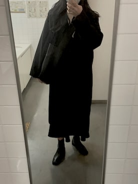 「coca（coca）（コカ）のアイテム（ノーカラーコート）」を使った、だるまさん（レディース・169cm）の冬コーディネート