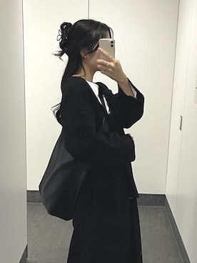 「coca（coca）（コカ）のアイテム（ノーカラーコート）」を使った、だるまさん（レディース・169cm）の秋コーディネート