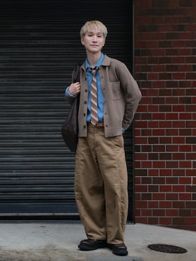 「Quit Running（クイトランニング）のイージーケア 洗えるネクタイ ホビーデザイン スリム ナロータイ（ネクタイ）」を使った、いったさん（メンズ・169cm）の秋コーディネート